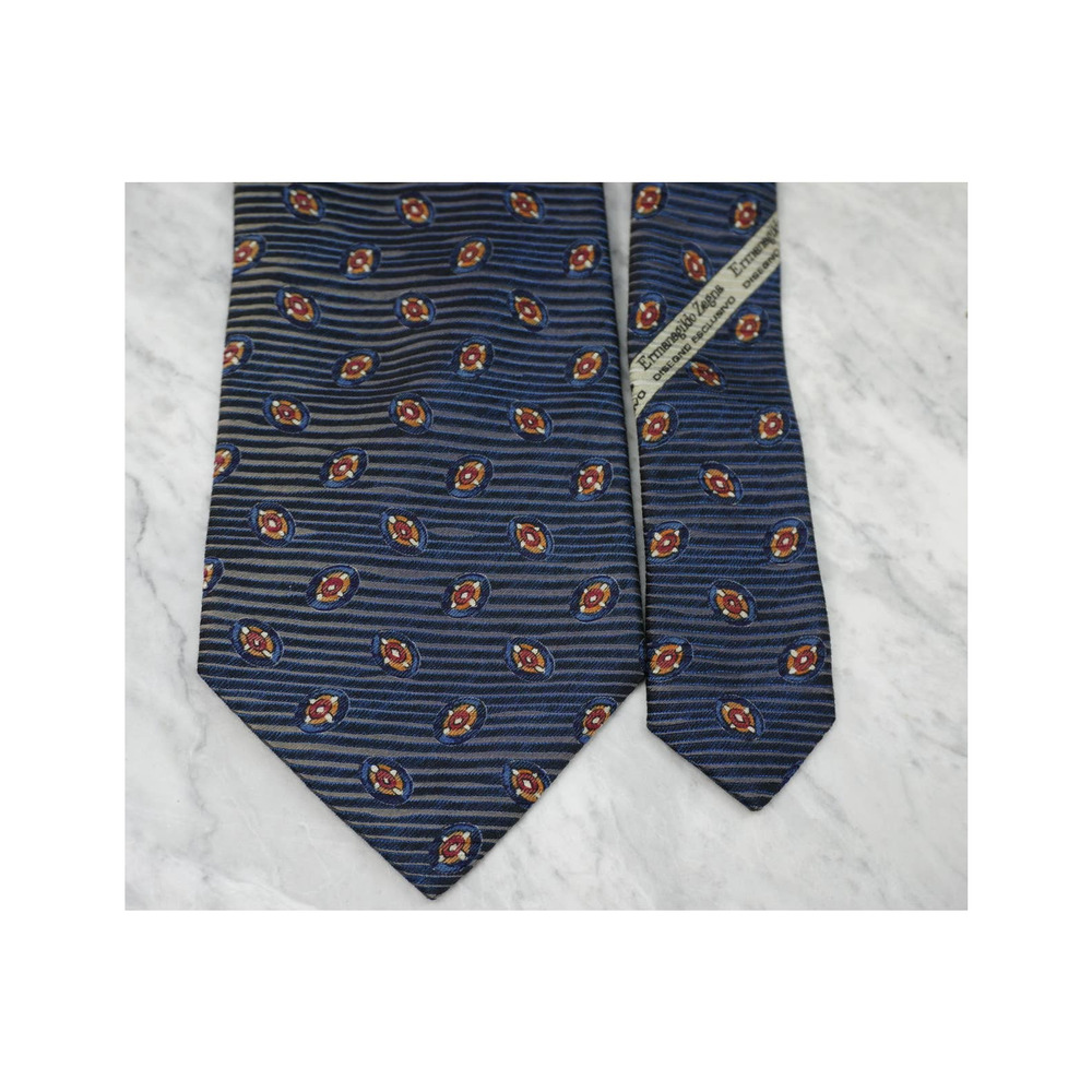 Ermenegildo Zegna Navy Striped design Men's Necktie tie